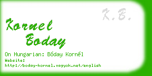 kornel boday business card