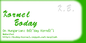 kornel boday business card